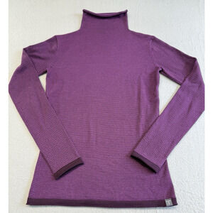 Title Nine Womens Purple Striped Turtleneck Sweater XS Long Sleeve